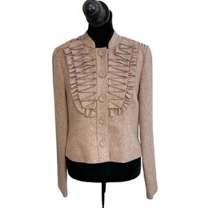 Anthropologie Tabitha Ruffle Chest Wool Blend Blazer Women's Size 2